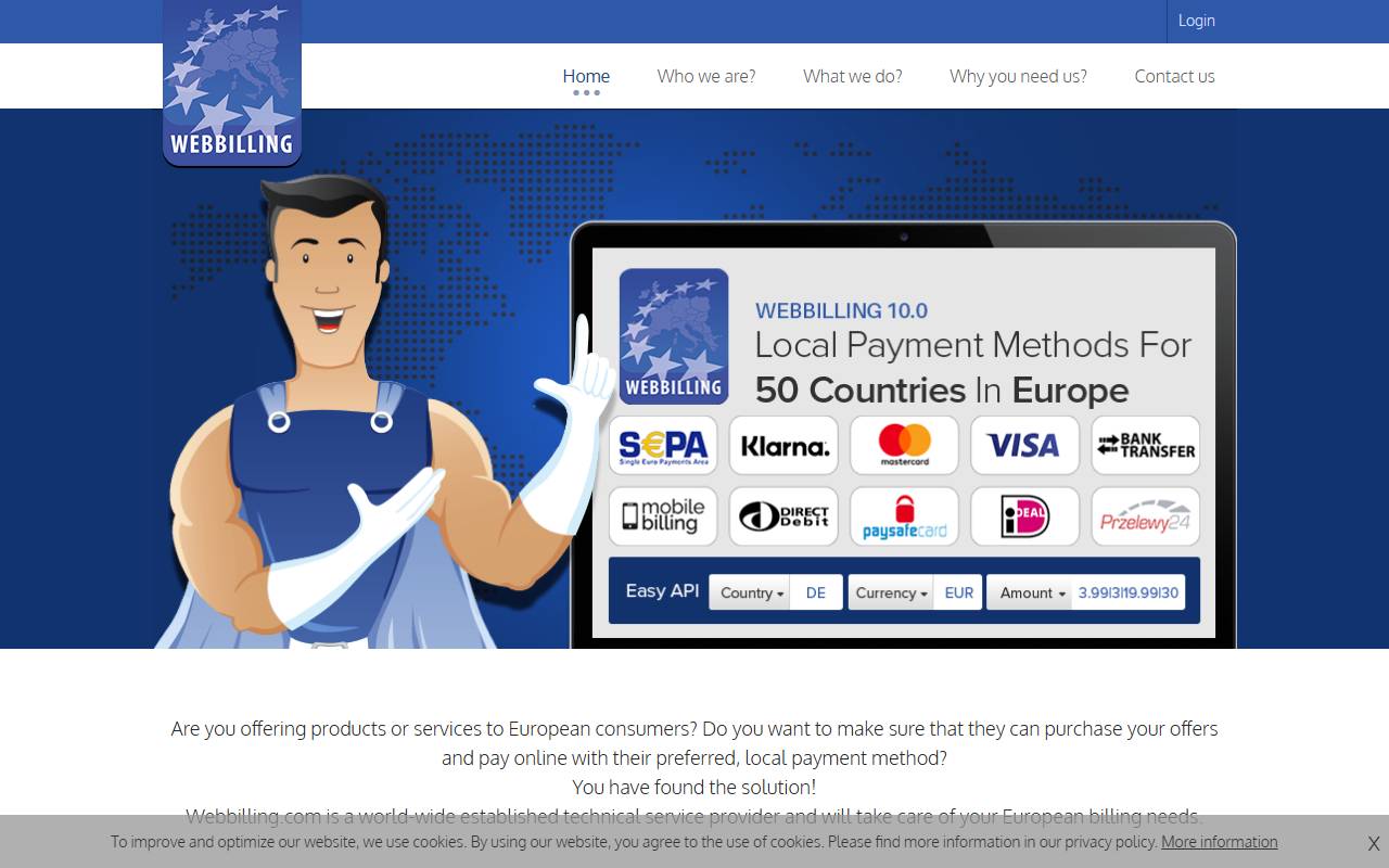 WebBilling website screenshot