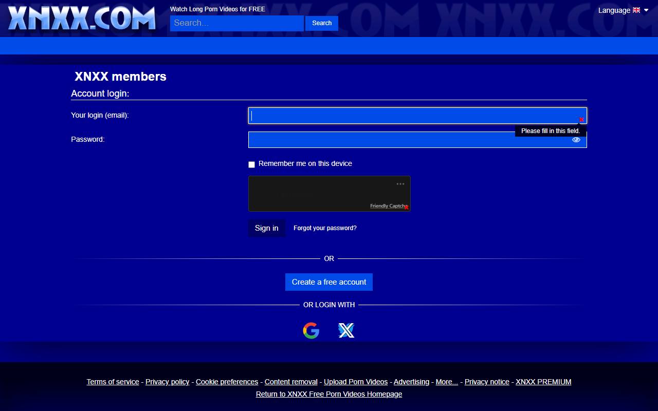 XNXX Partner Program website screenshot