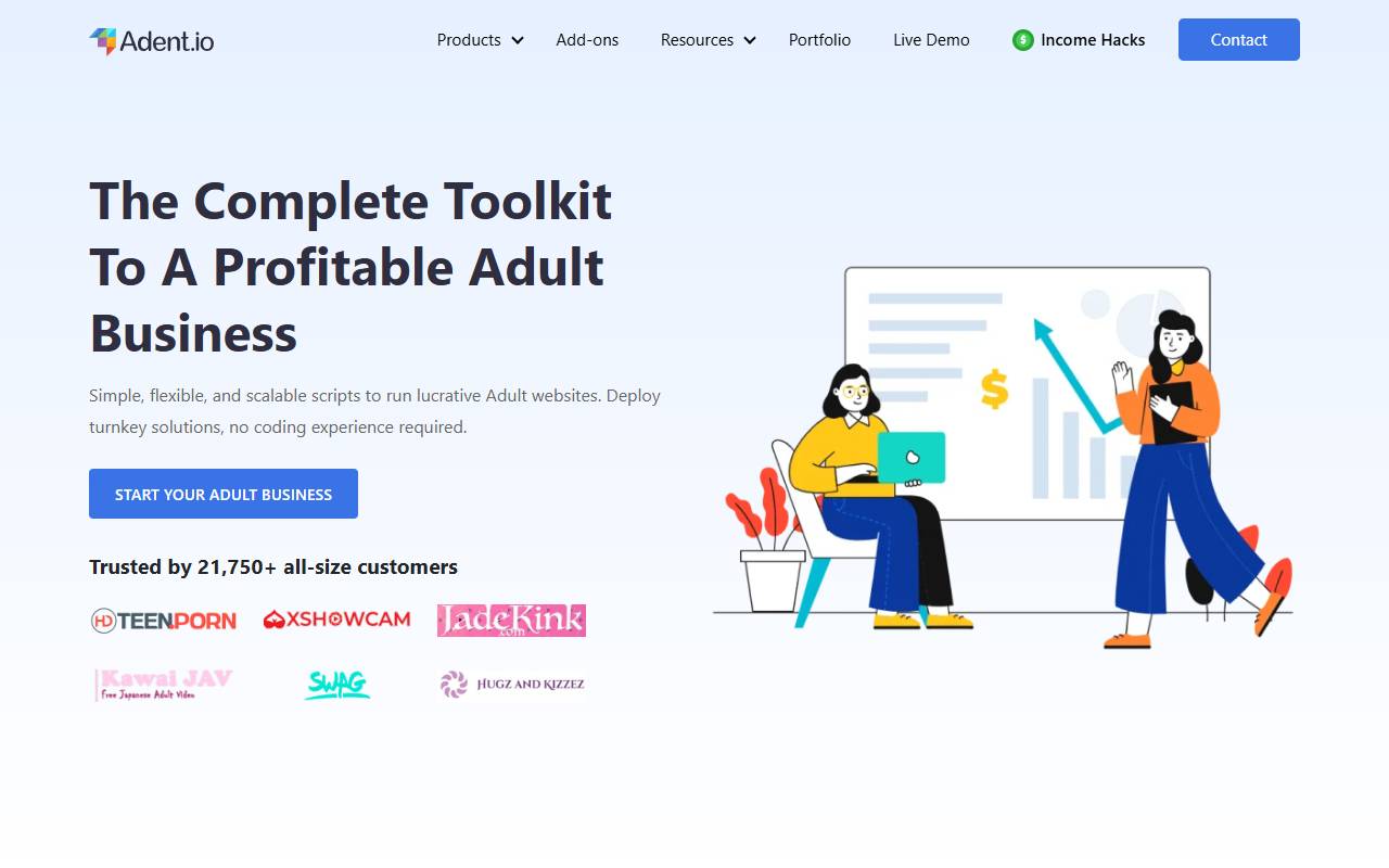 xScorts by Adent.io website screenshot