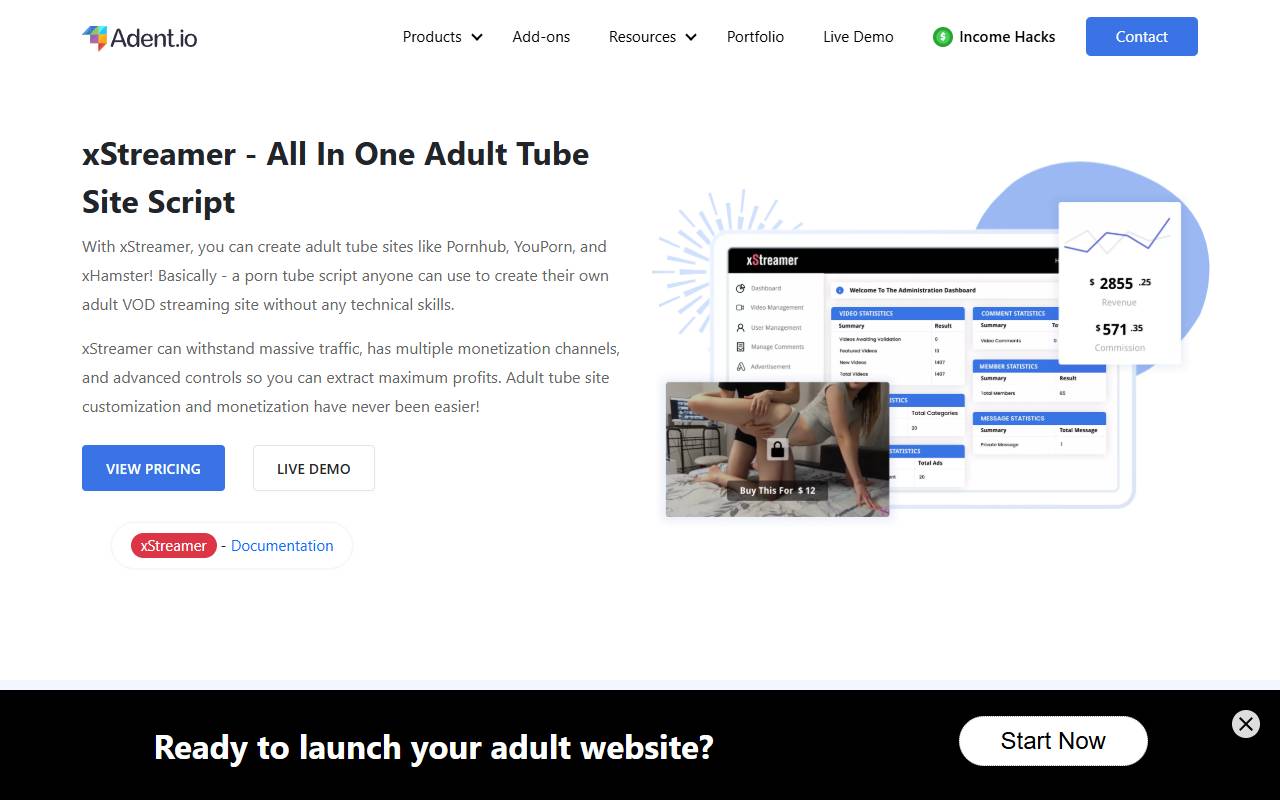 xStreamer website screenshot