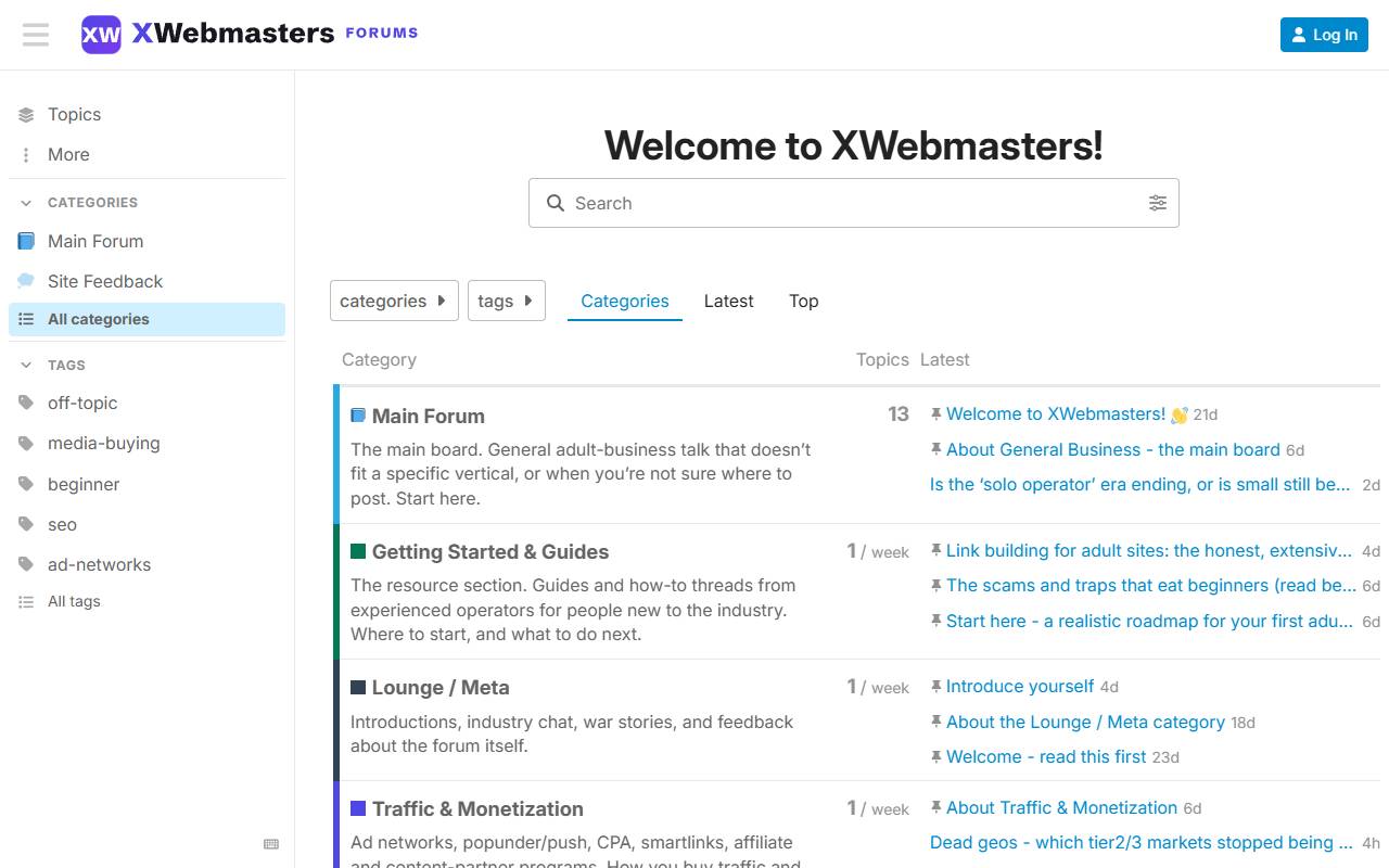 XWebmasters Forums website screenshot