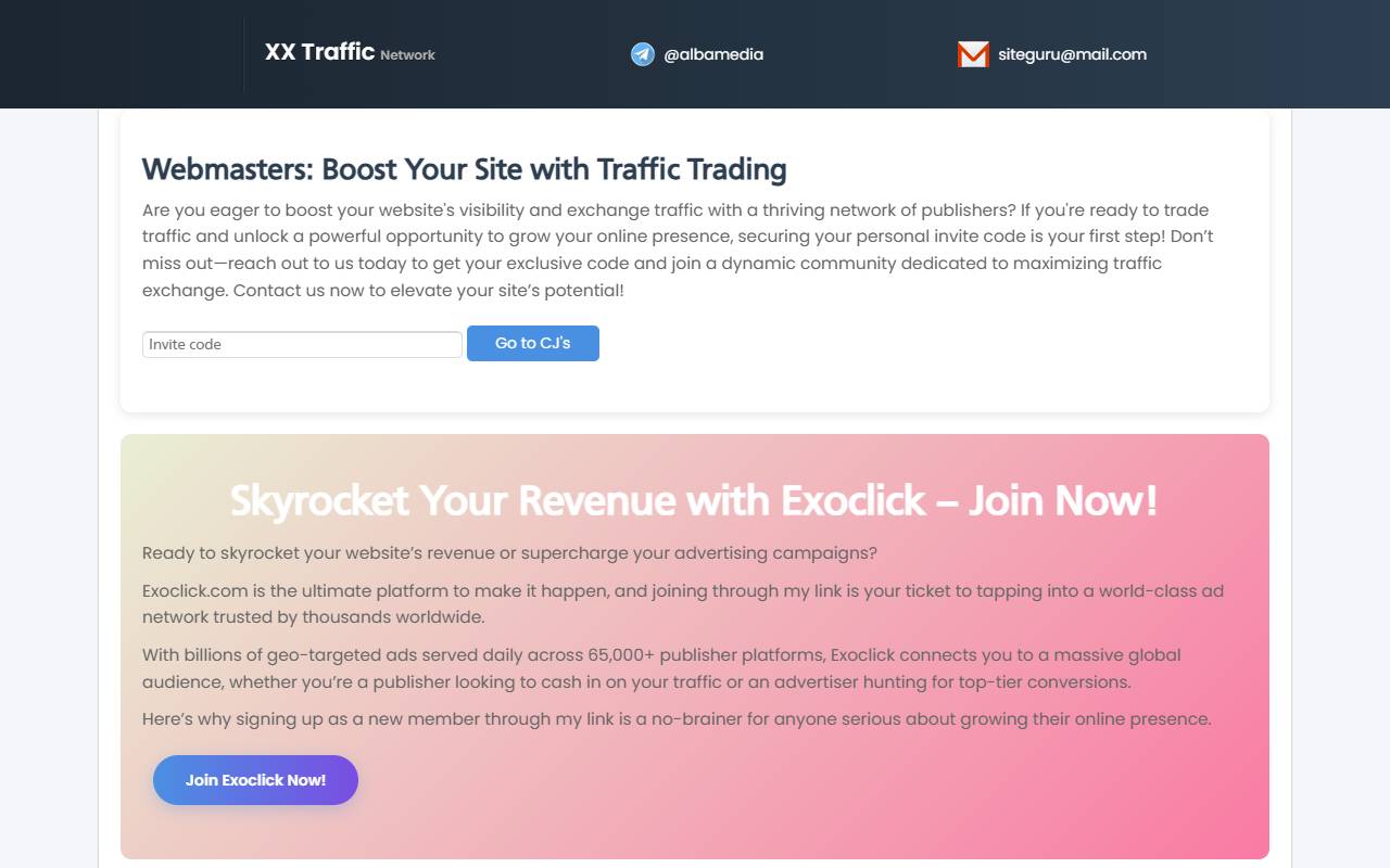 xxtraffic website screenshot