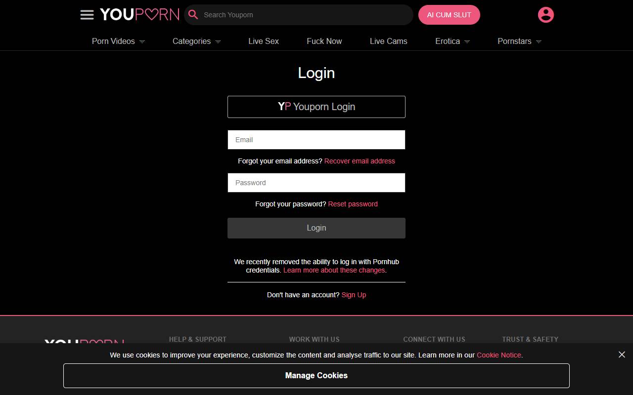 YouPorn Content Partner Program website screenshot